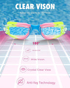 Aegend Swim Goggles for Kids Youth 3-14 Anti-Fog Anti-UV Comfort Fit Goggles for Swimming