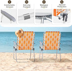 Folding Patio Lawn Webbed Chair Set of 2, Portable Outdoor Beach Chair for Adults, Camping Chair Steel Frame 300lbs Capacity for Yard, Garden Dining, Party, Picnic, 20.7" Seat Width