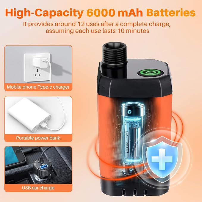 Portable Camping Shower with Heater, 6000mAh Rechargeable Portable Shower with 2000W Immersion Heater, LED Display, Heated Camping Shower for Travel, Hiking, Car, Pet