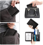 WALNEW Passport Holder for Travel, RFID Passport Cover Wallet for Women Men, PU Leather Passport Book Card Holder Case with Pen (Upgraded, Upgraded-Black)