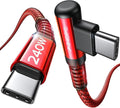 AINOPE 240W Long USB C Cable 10 ft USB C Cable Fast Charging Type C Charger Right Angle Fit iPhone 16 15 Pro MacBook Max iPad Samsung 25 10FT Red