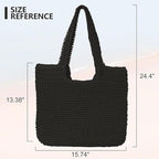 GOLDTIMO Beach Bags for Women - Summer Soft Large Woven Shoulder Purse Handbag, Beach Tote Straw Bag for Summer Vacation