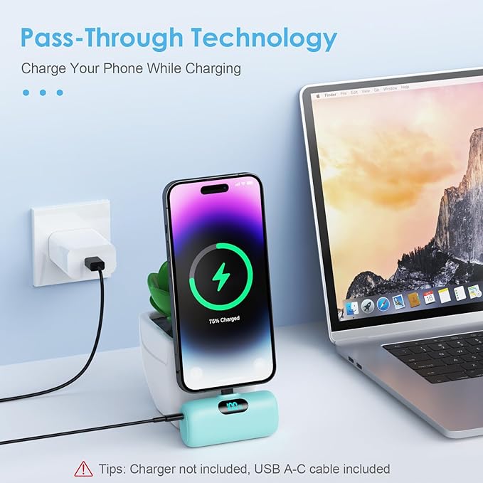 Small Portable Charger for iPhone 5000mAh, PD Fast Charging Power Bank,Mini Battery Pack Portable Phone Charger Travel Essentials for iPhone 14/14 Pro Max/13/13 Pro/12 Pro/11/XS/XR/X/8/7/6/SE Series