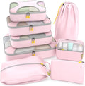 Shacke Packing Cubes for Travel 8 Set - Premium Luggage Organizer Bags - Versatile Travel Organizer for Women and Men - Optimized Packing Bags - Travel Essentials (Petal Pink)