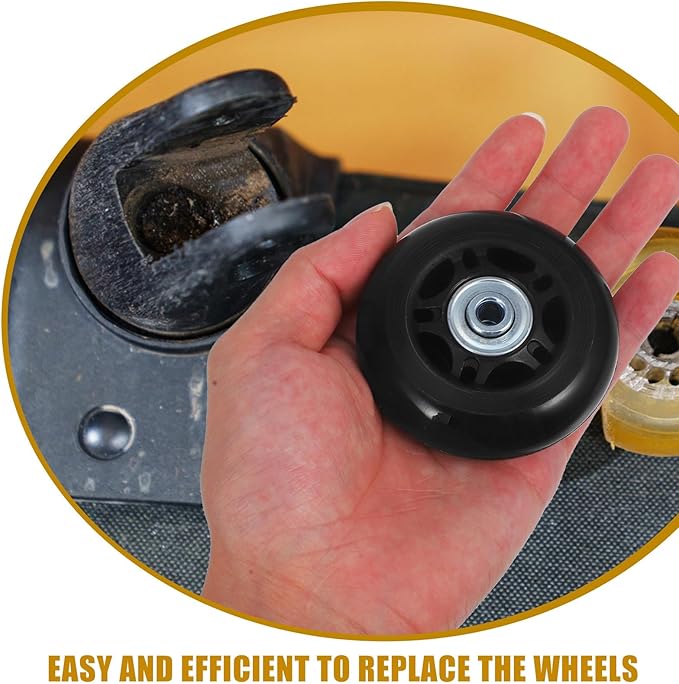4 Sets Luggage Replacement Wheels - 2.7'' Silent Rubber Wheel Repair Set for Travel Suitcase - with Mounting Accessories Fits Most Standard Luggage Cases
