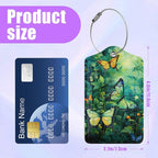3 Pack Colorful Butterfly Leaves Luggage Tags for Suitcase Flowers PU Leather Travel Luggage Tag Privacy Cover ID Label for Women Men Baggage Backpack Handbag School Bag