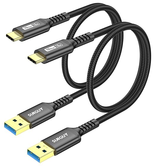SUNGUY 10Gbps Android Auto USB C Cable, [2-Pack,1.5FT] 3A USB 3.1 Gen 2 Fast Charge & Data Transfer USB C CarPlay Cable, Compatible with iPhone 17/16/15 Pro Max, Galaxy S23 S22 Ultra Note 20, SSD
