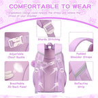 PIG PIG GIRL Kids Backpack for Girls School Bags for Middle School Students Book Bag for Elementary Primary Kawaii Ita Backpack, Purple and Beige