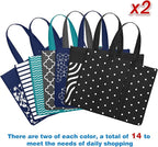 Fab totes 14 Pack Reusable Grocery Bags 35L Large Capacity Waterproof Tote Bags for Shopping and Picnic with Sturdy Handles