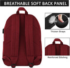 SUPACOOL Casual Laptop Backpack for Men and Women, Backpack with USB Charging Port(Garnet set)