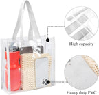 Eccliy 30 Pack 12x12x6 Inch Clear Tote Bag Stadium Approved Bulk Plastic Beach Tote Gift Bag with Handle for Gym Sports | 30 Pack, 12x12x6 Inch, Stadium Approved, Bulk, with Handle, Tote Gift Bag