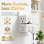 Unidapt 2 Prong to 3 Prong Outlet Adapter, 3 AC Outlet Wall Plug Extender, Polarized Plug for Non-Grounded Outlet in Old House, 1875W/15A, Cruise Essentials, 2 Pack