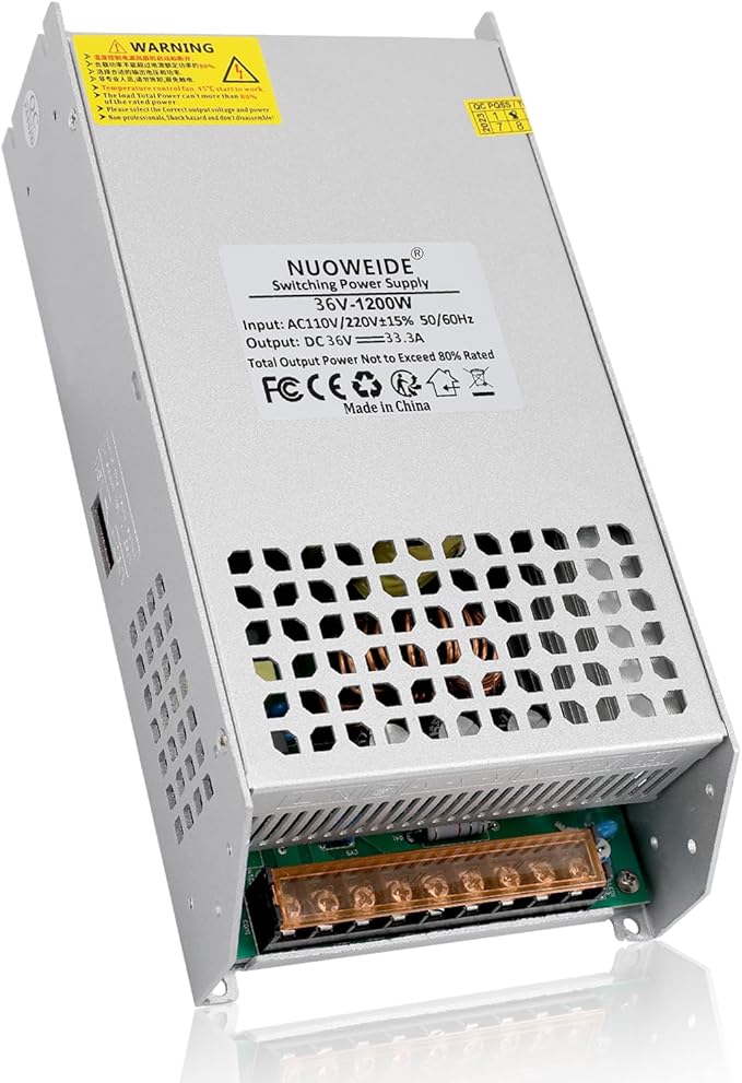 DC 36V 33.3A 1200W Power Supply, 110V AC to DC 36V Converter 1200w Switch Power Supply Transformer for Winch, Car Jack, LCD Monitor, CCTV, Car Stereo and More