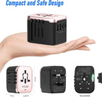 VYLEE Universal Travel Adapter, 5 in 1 International Power Adapter with 3.5A 2xUSB-A & 2xUSB-C Ports, Travel Plug Adapter Worldwide for Europe USA UK AUS Travel Essentials (Rose Gold)