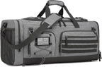 Gym Bag for Men and Women, 50L Extra Large Duffle Bag, 3-in-1 Travel Sports Duffel Bags with Shoe & Laptop Compartment for Overnight Weekender Gym Traveling Workout Deployment, Black + Gray