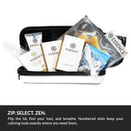 Essence Travel Amenity Kit | Travel Essentials & Travel Size Toiletries Kit | 5-Pack Nasal Diffuser Rings, Sleep Mask, Lotion & Hygiene Kit | Travel Toiletry Kit for Women | Gold Case