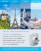 Type E F Travel Plug Adapter, VINTAR Germany France Plug Adapter with 4 Outlets 3 USB Ports (2USB C), Schuko Power Adaptor for US to Europe EU Spain Greece Iceland Korea Russia German French