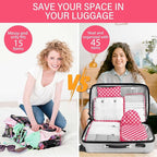 KPX 8 Set Packing Cubes for Travel, Luggage Packing Organizers Accessories Large Toiletries Bag for Clothes Shoes Cosmetics (8Set-Rose Checkered)
