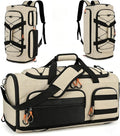 Searock 45L Gym Bag for Men, 3-In-1 Duffle Bag Backpack for Travel, Sports Duffel Bags for Gym Workout, Weekender Overnight Bag with Shoe Compartment, Wet Pocket, Khaki