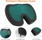 Amazon Basics Comfortable Seat Cushion for Office Chairs, Gel Enhanced Memory Foam, Non-Slip, Cooling Support for Long Sitting, Black