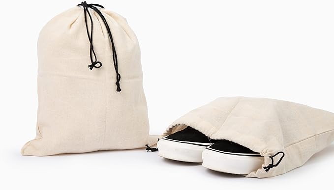 Organic Cotton Dust Proof Storage Bags for Handbags - Large Purse Storage Bags - Dust Bag Cover for Expensive Purses & Handbags - Extra-Large Cotton Drawstring Storage Bags (3 Bags - 26"x20")