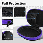 for Earbuds Carrying Case, Small Oval Storage Cases, Tech Pouch, Portable Storage Earbud Pouch Bag for Earbuds, in-Ear Headphones, Earphones, Headsets, Hearing Aids, USB Charging Cable, Purple1