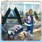 Weewooday Kids Luggage and Backpack 18" Suitcase with Spinner Wheel Hard Case Travel 13" Backpack Girl Suitcase Set for Kids Travel Supplies(Assorted Colors,Vehicle Style)
