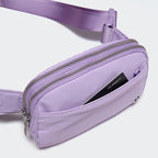 Pander Everywhere Belt Bag for Women, 5 Zipper Pockets Nylon Crossbody Fanny Pack Purse (Lilac Purple).