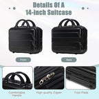 Kids Luggage Sets for Girls, 2 Piece Luggage Set, 20 Inch Rotating Wheel Suitcase with 14 Inch Cosmetic Case, Lightweight Hardshell Suitcase with 360° Spinner Wheels for Travel (Black)