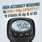 110lb/50kg Digital Luggage Scale - Portable Hanging Travel Scale for Suitcases with Blue Backlit LCD - Ergonomic Handheld Weight Scale with Tare, Data Lock & Temperature Sensor