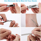 OKOM 19PCS Nail Clipper Set - Professional Manicure Nail Kit for Men Women, Stainless Steel Nail Clippers with Case, Fathers Day Gift
