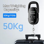 Meilen Luggage Weight Scale, 110LB/50KG Digital Fishing Scale with Portable Hanging, Suitcase Baggage Scale with Hook, Type-C Charging, LED Screen, Black (1)