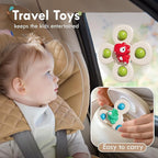 ALASOU 3PCS Suction Cup Spinner Toys for 1 Year Old Boy Girl|Spinning Top 12 18 Months|1 2 Year Old Boy Birthday Gift|Baby Bath Toy for Kids Ages 1-3|Sensory Airplane Travel Toy for Infant Toddlers