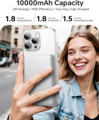 ULiXWH 10,000mAh for MagSafe Power Bank Ultra Slim, Magnetic Wireless Charger with USB-C Cable, Fast Charging Portable Battery for iPhone 17/16/15/14/13/12 Series, All-Metal Design, Silver