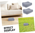 Travel Foot Rest Pillow Inflatable Footrest Lumbar Support Flocking PVC Pillow for Car Airplane Office Camping (Grey)