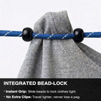 2 Pack Travel Clothesline, No Clothespins Needed - 11.5ft Reflective Cord with 24 Beads, Tangle-Free Cord Winders & Zipper Bags, Portable Laundry Drying Rope for Cruise, Hotel, Camping, RV, Indoor Use