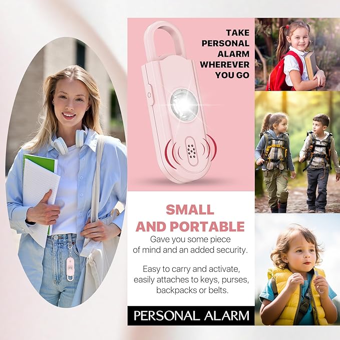 Personal Safety Alarm for Women, 130dB Loud Siren with SOS Strobe Light, Flashlight, 1000ft Audible Help Kids, Elderly Emergency Call, Self Defense Keychain for College Essentials