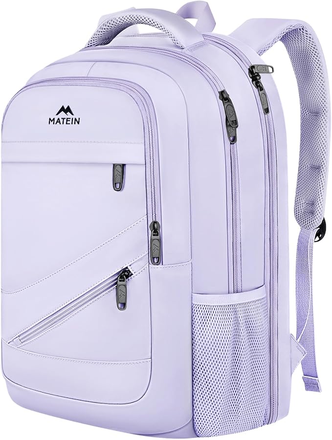 MATEIN Large 17 Inch Laptop Backpack for Women, Lightweight Travel Backpack Fits College School Essentials, Anti Theft Work Commute Nursing Computer Bag TSA Approved for Weekender Trip, Light Purple