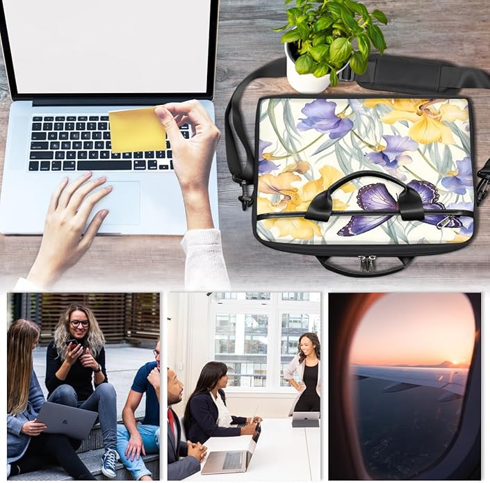 Laptop Shoulder Bag for Women Men, Waterproof Computer Case Messenger Bag Briefcase for Business Office Travel
