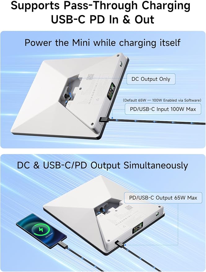 LinkPower 1 Starlink Mini Battery Pack 99Wh TSA-Approved Portable Power Station, 4H+ Runtime, Pass-Through Charging, USB-C PD Input/Output, Smart Display & Remote Control for RV,Travel,Off-Grid