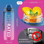 QLUR Water Bottle with Straw, 27oz Motivational Water Bottles with Time Marker to Drink, Tritan BPA Free, 750ml Sports Water Bottle with Carry Strap LeakProof for School Fitness Outdoor (1Pack)