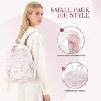 LOIDOU Backpack for Girls School Backpacks Bookbags for Elementary Middle School Women Laptop Backpacks (Mini Bow tie Beige, S-12)