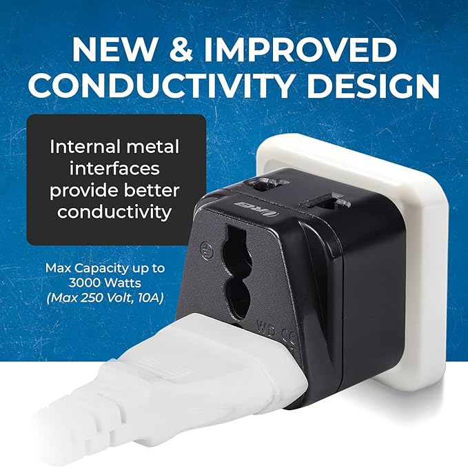 OREI UK, China, US to India Adapter - Type D Travel Adapter Plug - 2 in 1 Travel Adapter India - Compatible with India, Nepal, Pakistan - CE Certified - RoHS Compliant - 2 Pack - Black Color