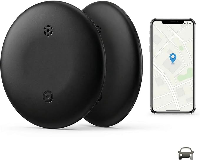 2-Pack Bluetooth Item Finder | Keys Luggage Wallet Locator for iOS & Android | No GPS, Shows Last Known Location | No Monthly Fee | IP67 Waterproof | 1-Year Battery (Black)
