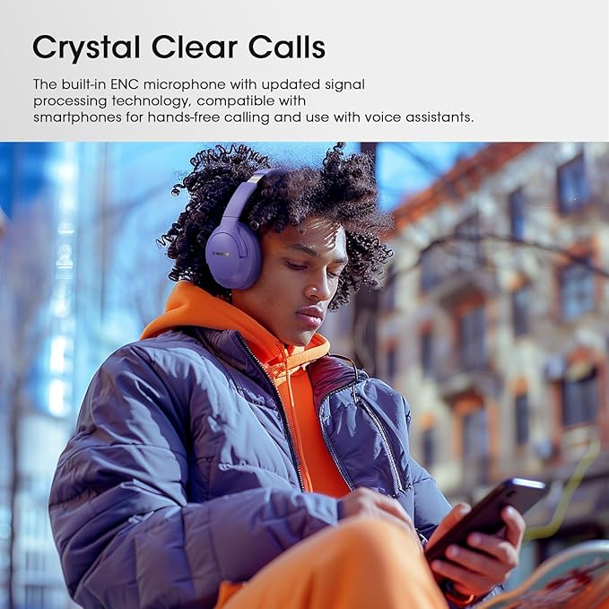 YUMONDEAR Bluetooth Headphones Over Ear, 80 Hrs Playtime Wireless Headphones with ENC Mic, Deep Bass EQ, Foldable Comfort for Travel, Gym & Commuting, Stocking Stuffers