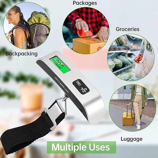 Jeffbaubl 3 Pack Digital Luggage Scale,Luggage Weight Scale,110LB Baggage Scale with Backlit LCD Display,Portable Hanging Baggage Scale,Suitcase Weight Scale with Hook for Travel Home