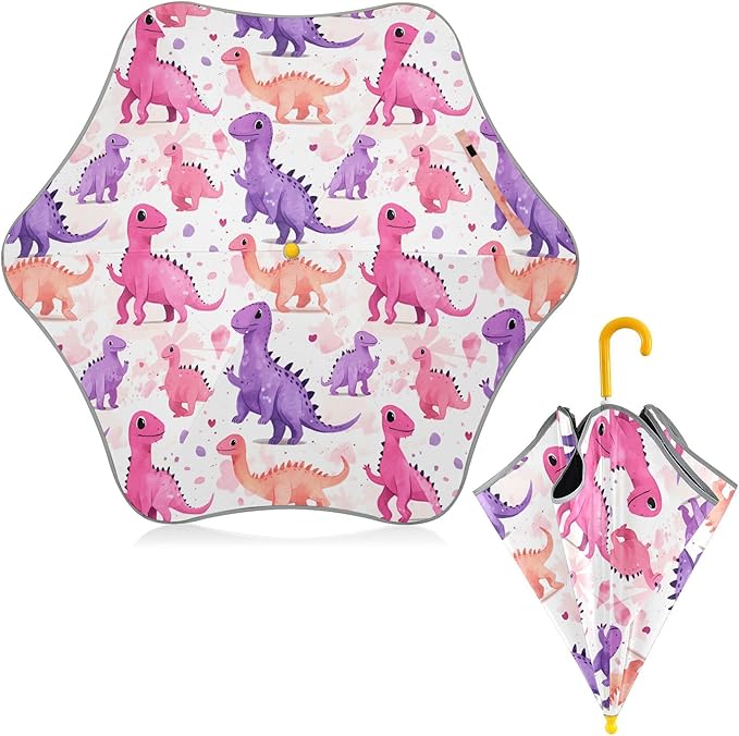 ALAZA Cute Dino Dinosaur Kids Umbrella for Girls Boys Toddler Children Rain & Sun Umbrella