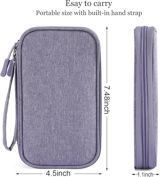 CAAORDKSO Electronics Organizer Travel Bag, Small Cable Organizer Case Waterproof Accessories Pouch, Travel Electronic Carrying Case for Cable, Cord, Charger, Phone, Power Bank, Earphone (Purple)