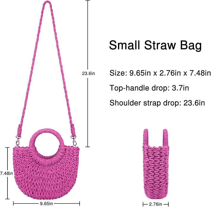 Womens Straw Beach Bag Woven Crossbody Shoulder Bags Top Handle Satchel Handbag Purse for Summer