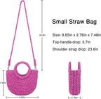 Womens Straw Beach Bag Woven Crossbody Shoulder Bags Top Handle Satchel Handbag Purse for Summer